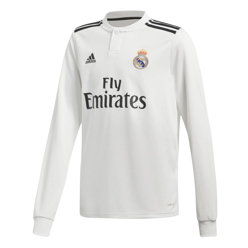 Match Quality Real Madrid Home 201819 LS Black Soccer Jersey Shirt