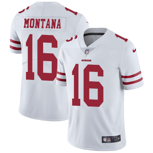 Authentic SF 49ers NFL #16 Joe Montana Limited White Jersey - Fan A...