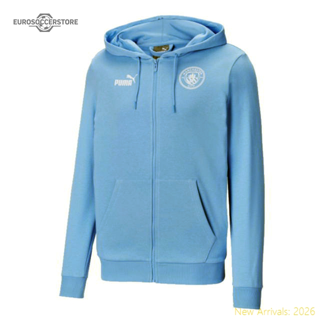 Official 2024-2025 Man City Ftblculture Hooded Sweat Jacket (blue)