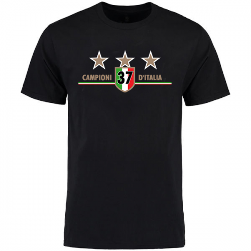 2019-20 JUVENTUS CHAMPIONS 37 BLACK T-SHIRT - Official Replica 5602