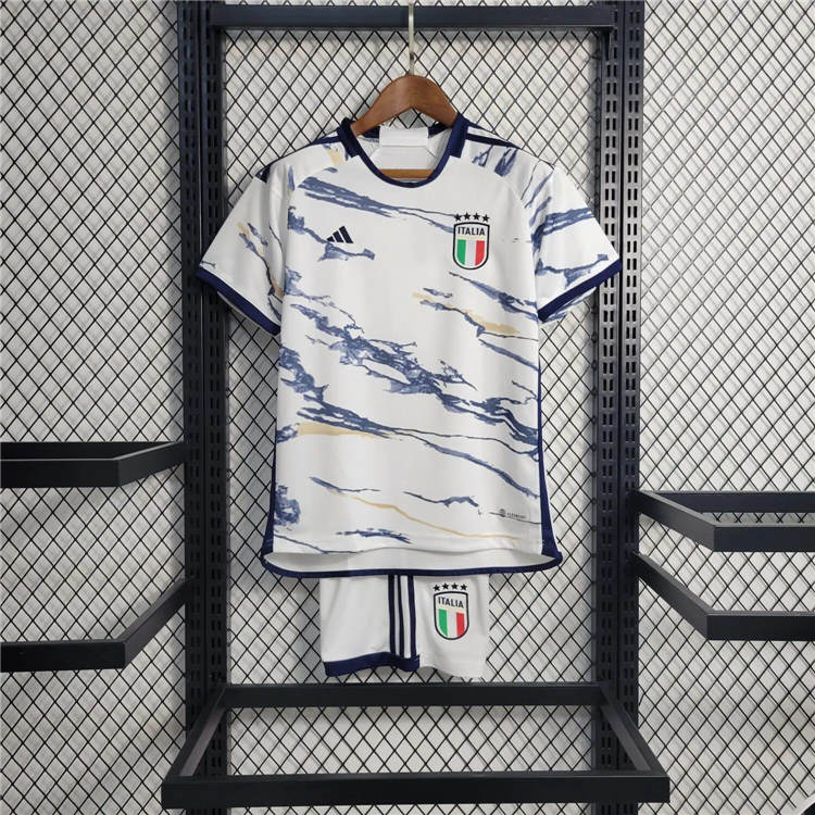 Premium Quality Kids Italy 2023 Away White Football Kit ShirtShorts