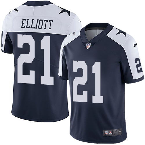 NFL DAL Cowboys #21 Ezekiel Elliott Navy Limited Jersey-v8
