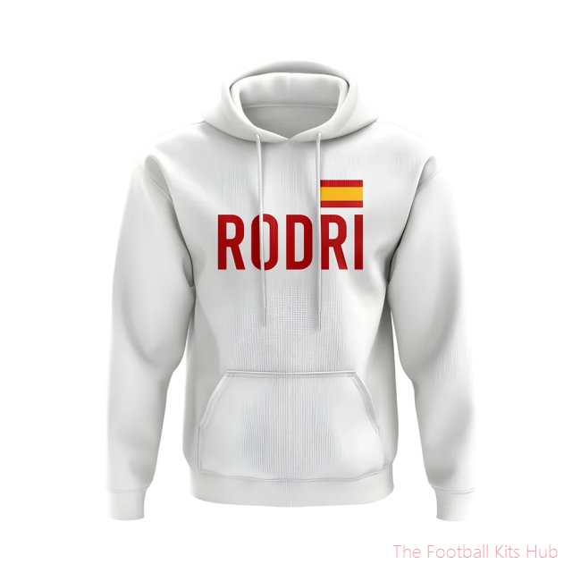 Men Rodri Spain Flag Hoody (White) UEFA Euro