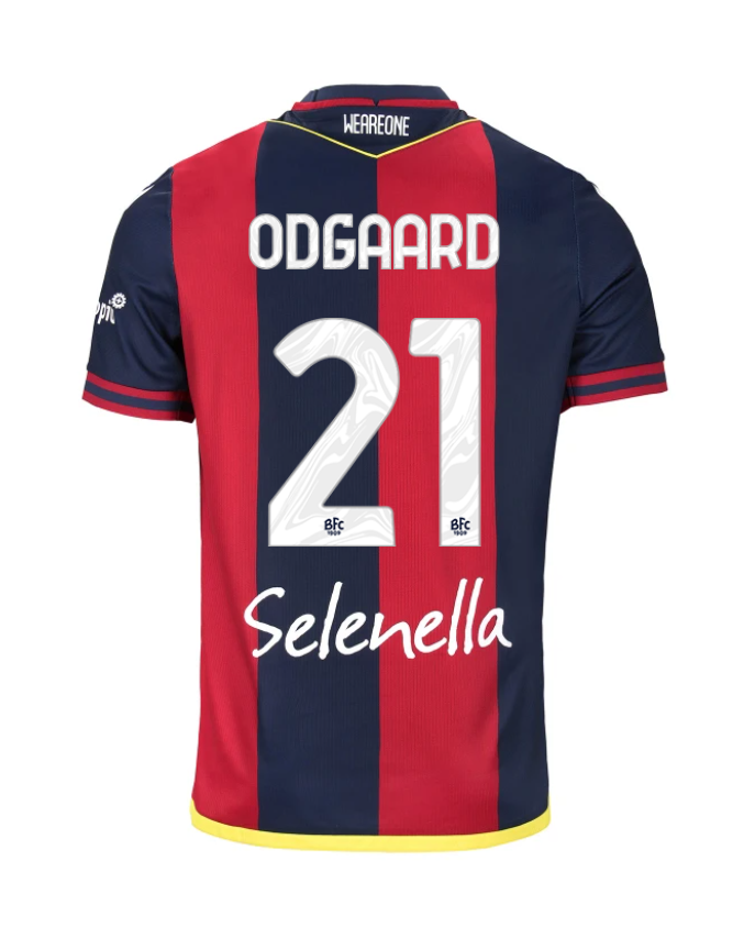 Bologna's 24-25 Home Jersey Featuring ODGAARD 21