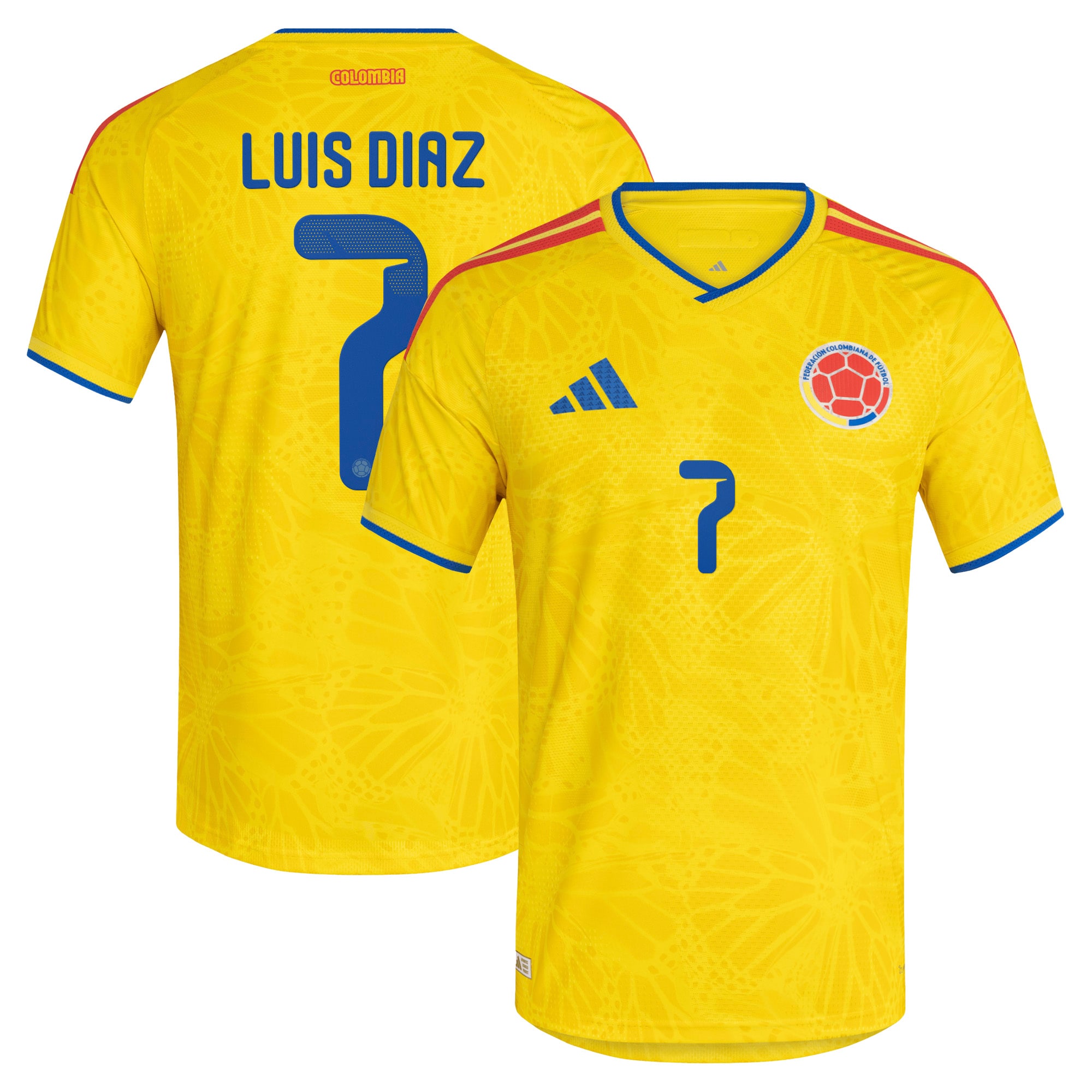 [SJH] Women's Luis Diaz Colombia National Team 2026 Home Authentic Jersey - Yellow