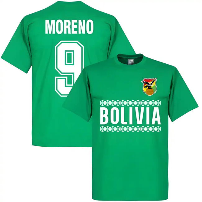 Football Bolivia Team Moreno No.9 T-Shirt - Green Authentic