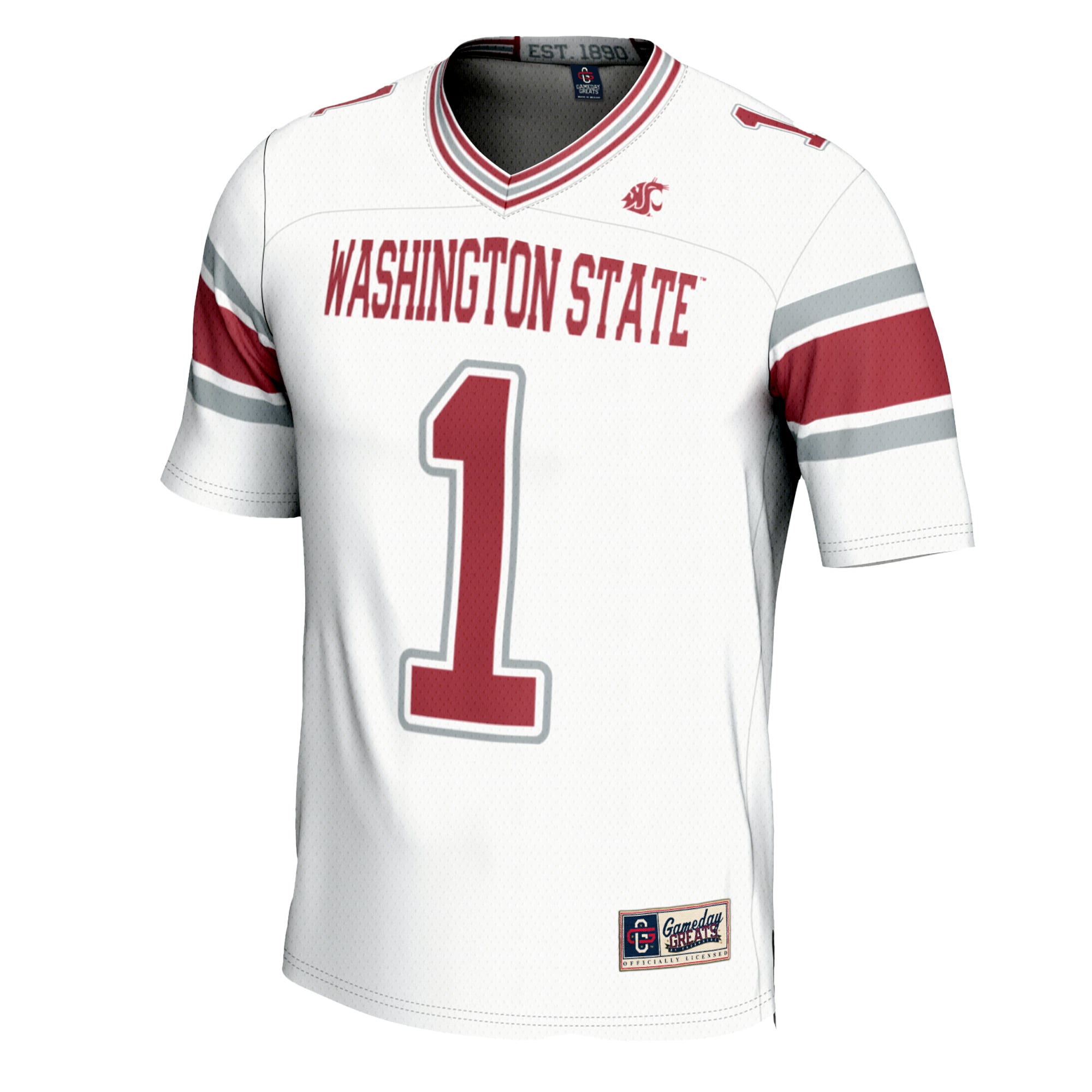 Men's #1 White Washington State Cougars Football Jersey