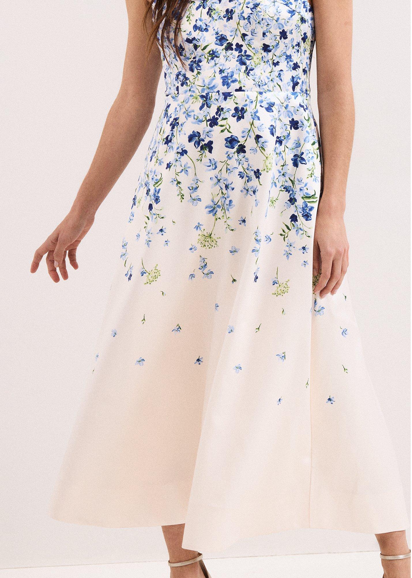 Orla Cream Satin Floral Midi Dress