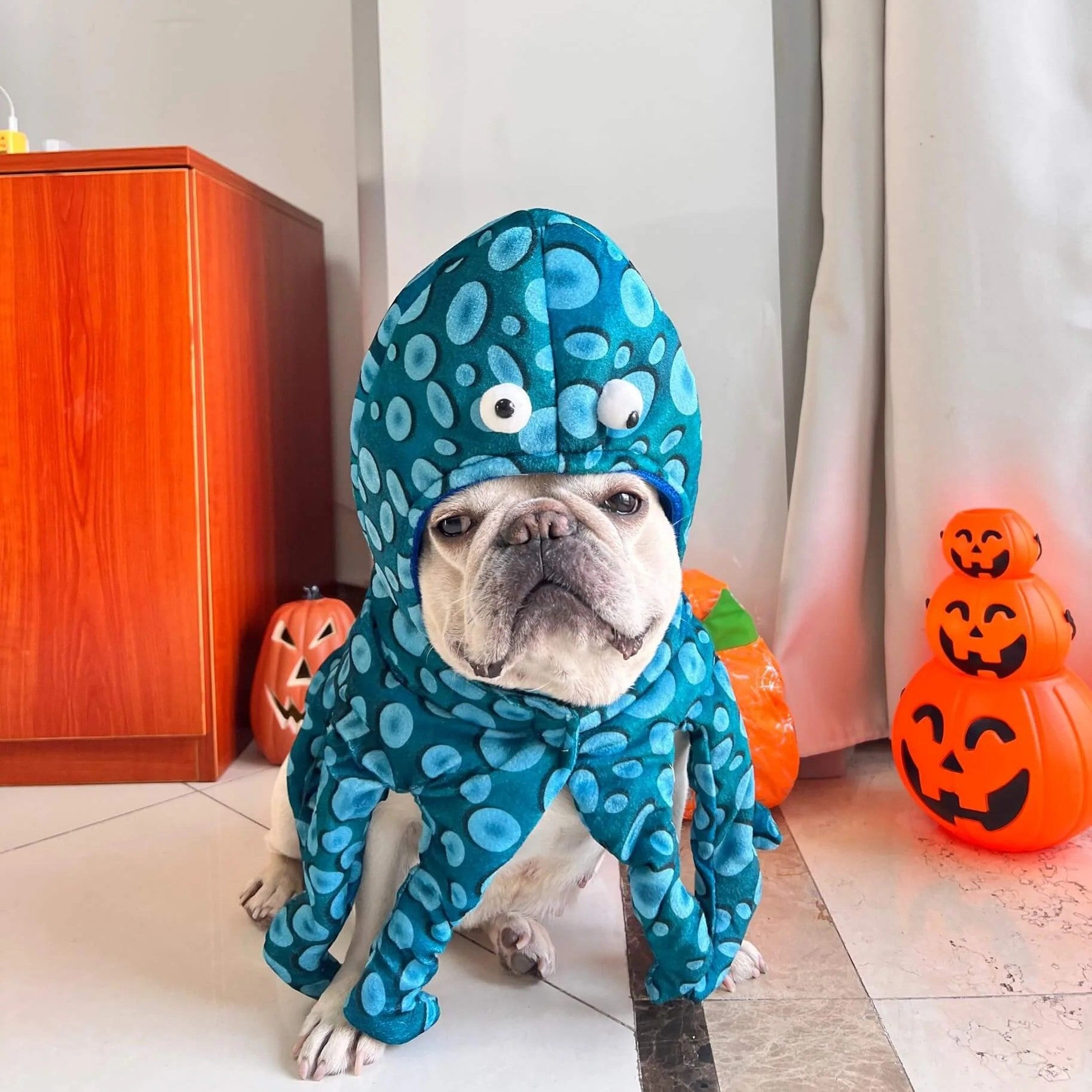 Octuff Frenchie Octopus Costume – Funny Adjustable Halloween Dog Outfit