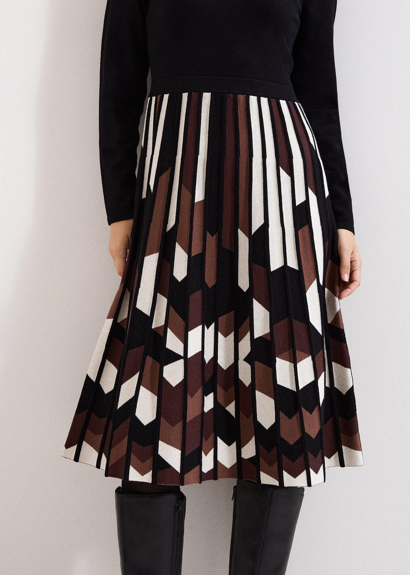 Maci Fit and Flare Pleated Knit Dress