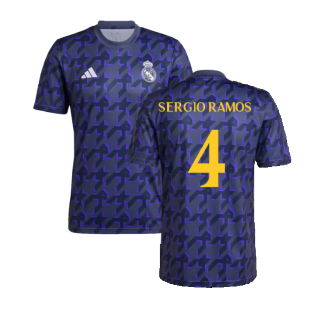 2023-2024 Real Madrid Pre-match Shirt (shadow Navy) (sergio Ramos 4)