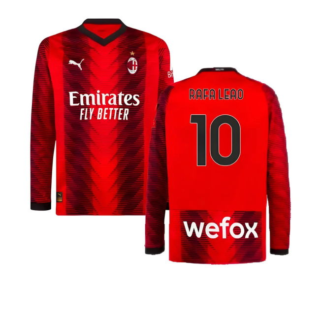 2023-2024 ACM Long Sleeve Home Shirt (Rafa Leao 10) UV Protection