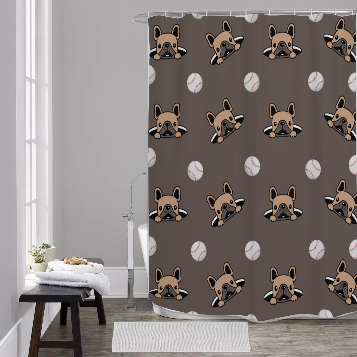 Comfortable Bulldog Mac - Premium Shower Curtains Summer Wear