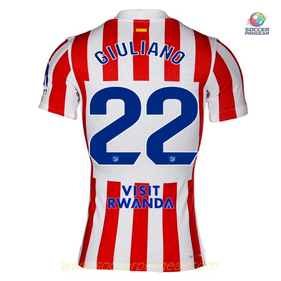 Atletico Madrid Home Football Jersey 2025-2026 Season Giuliano