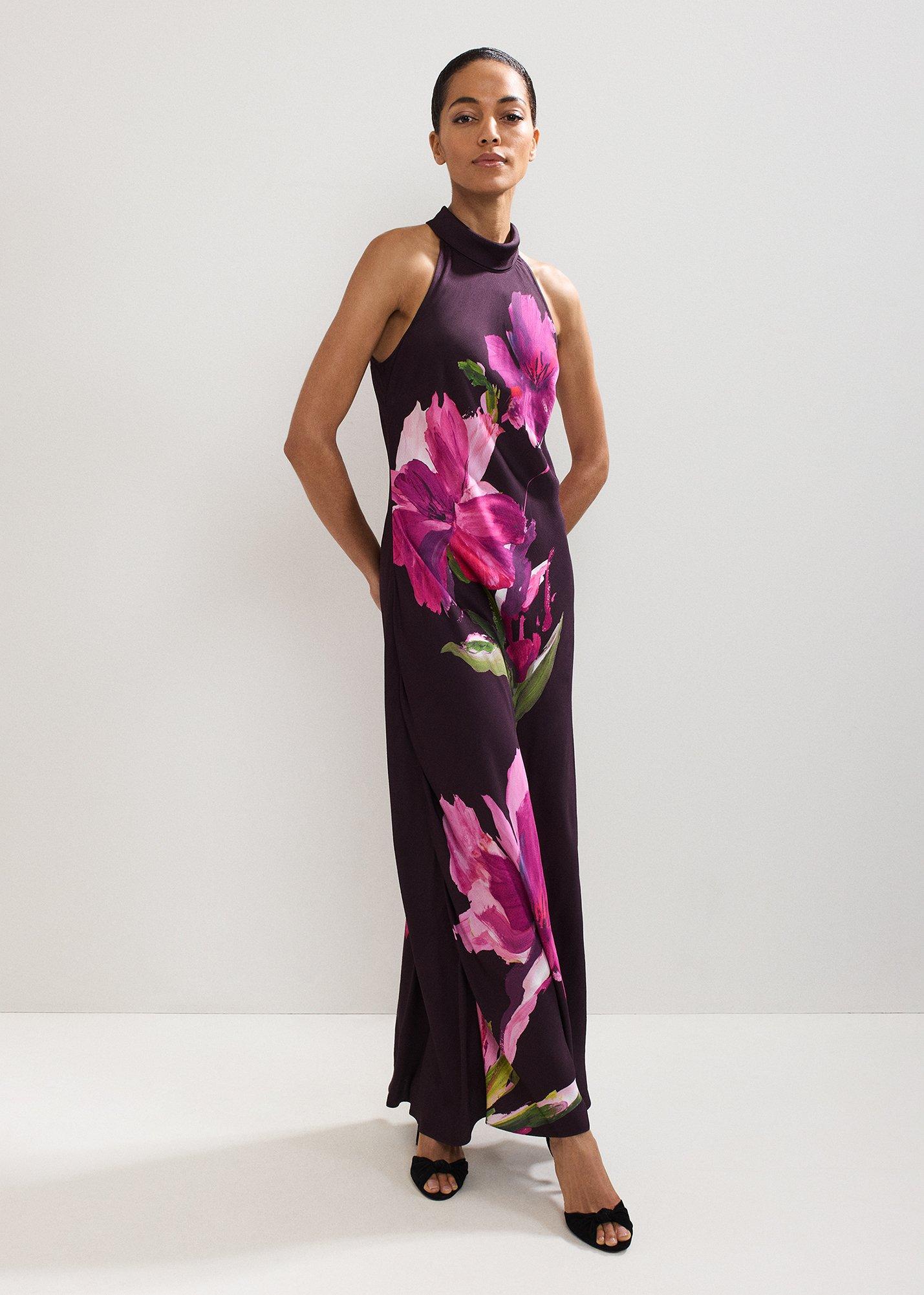 Petite Marcella Satin Printed Maxi Dress