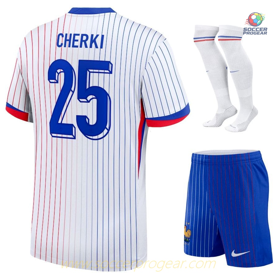 French National Team Kids Soccer Uniform Football Jersey White 2024/25 Collection Cherki