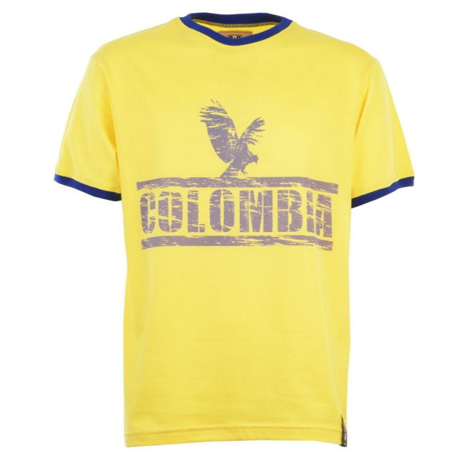 Football Colombia T-Shirt - Yellow/Royal Ringer Kit Football