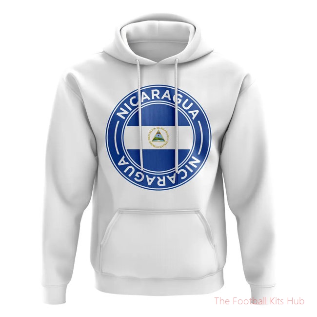 Men Nicaragua Football Badge Hoodie (White)