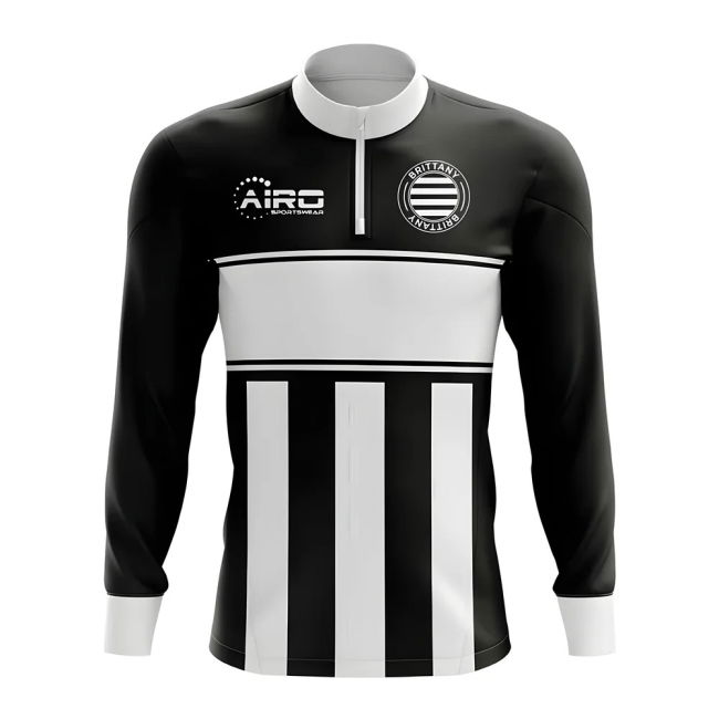 Soccer Brittany Concept Football Half Zip Midlayer Top (Black-White)