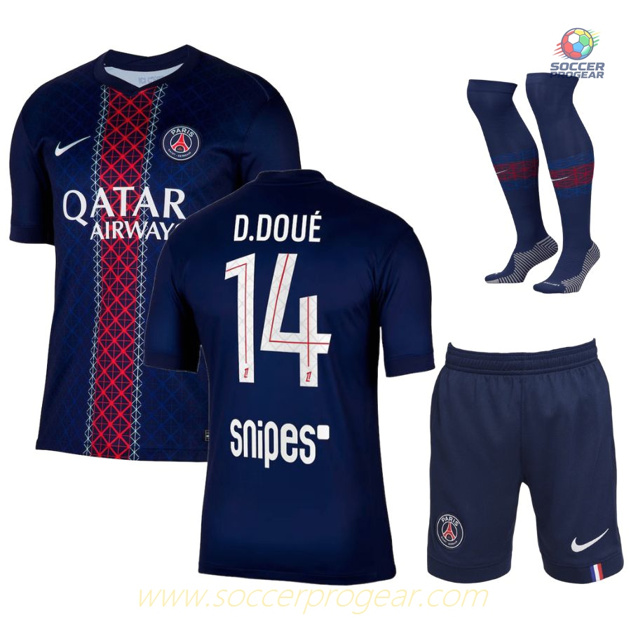 PSG Home Football Team Shirt Youth Team Jersey 2025-26 Edition Désiré Doué