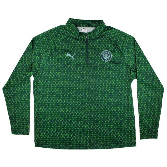 2025-2026 Man City Warm Up 1/4 Zip Top (Green Terrain)