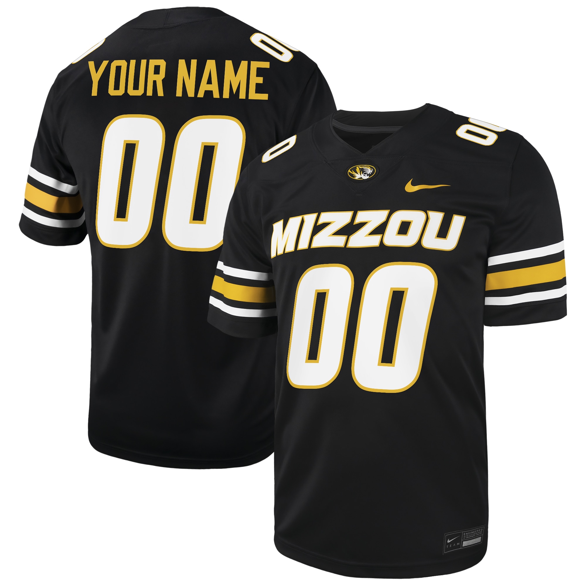 [NJP] Women's Missouri Tigers Custom Football Game Jersey - Black