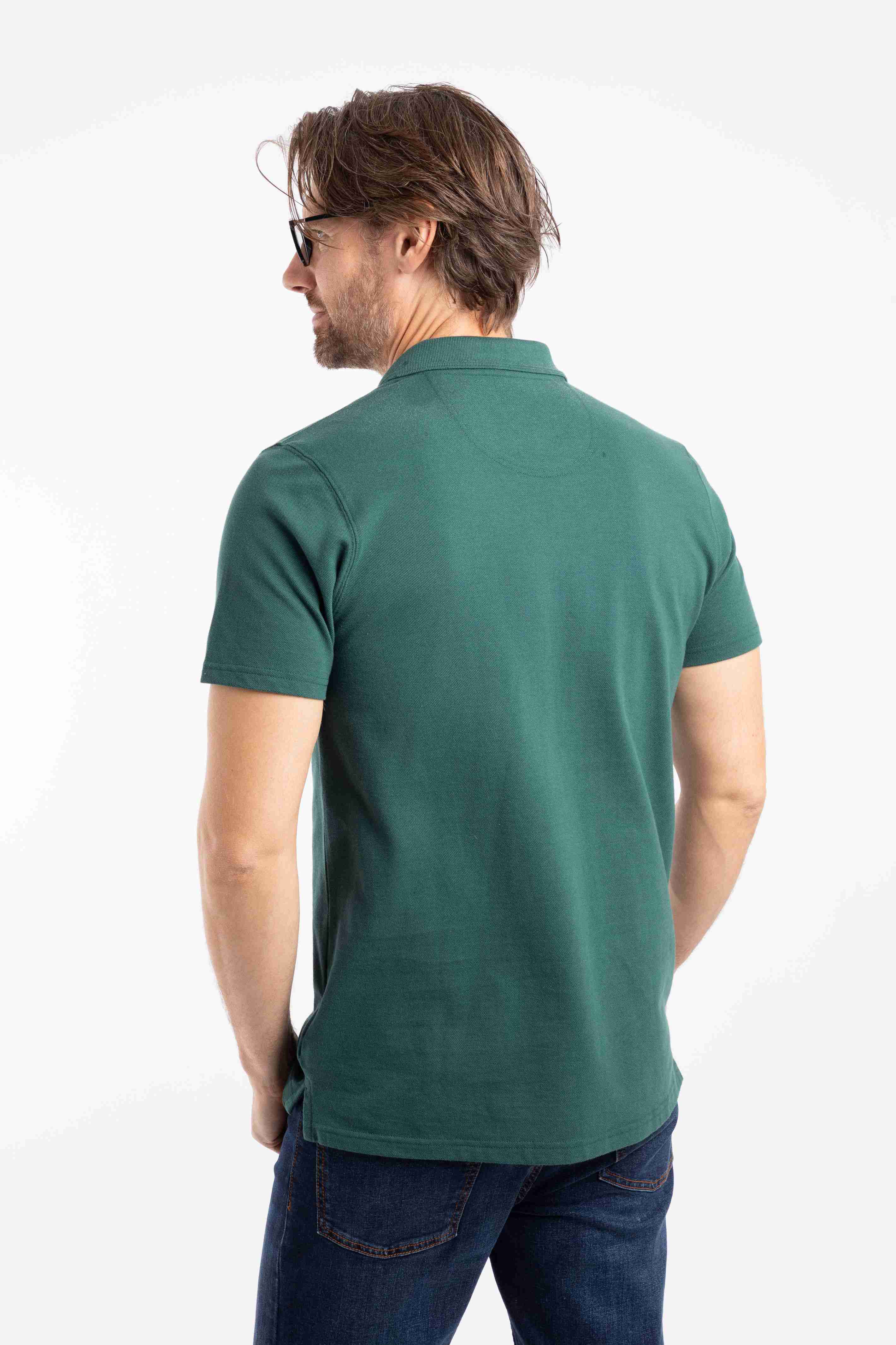 Miles Pique Polo Shirt Forest Green