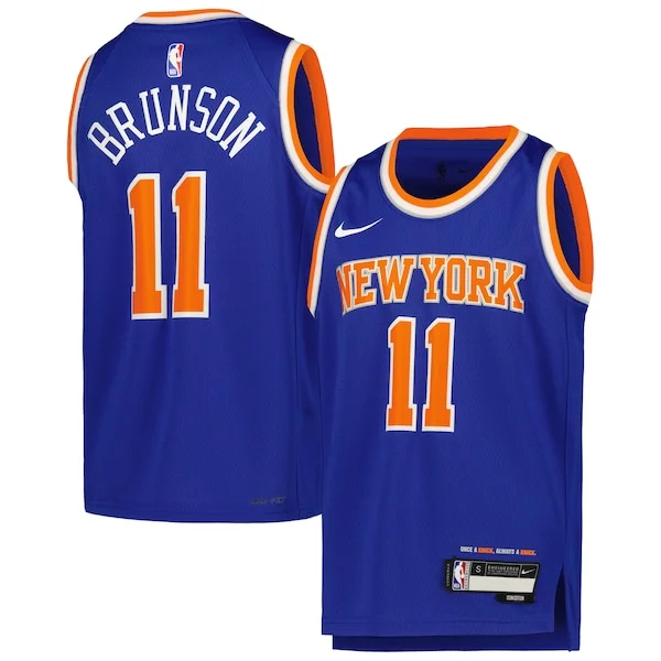 Jalen Brunson NYK Elite Team Jersey - Blue - Official NBA Merchandise