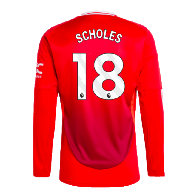 2024-2025 Man Utd Long Sleeve Home Kit (Scholes 18)