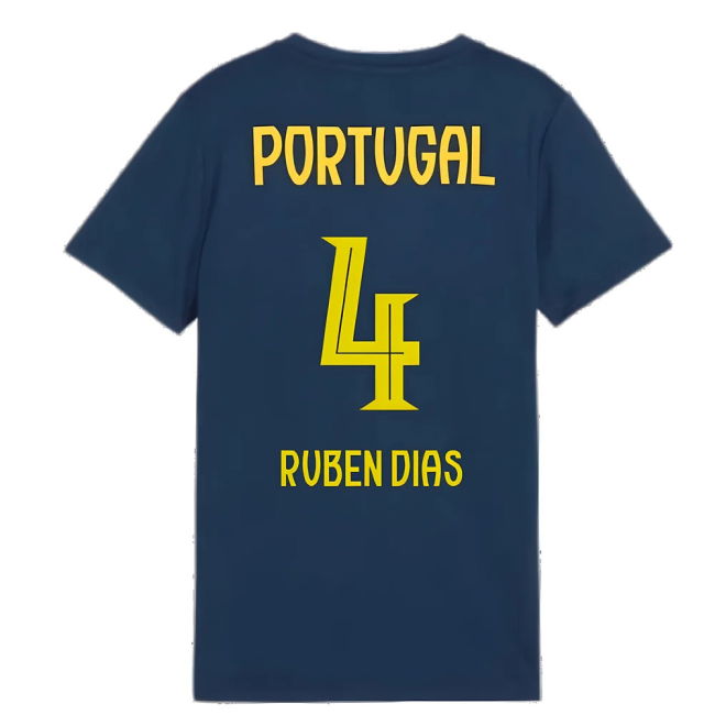 2025-2026 Portugal Casuals Tee (Persian Blue) - Kids (Ruben Dias 4)