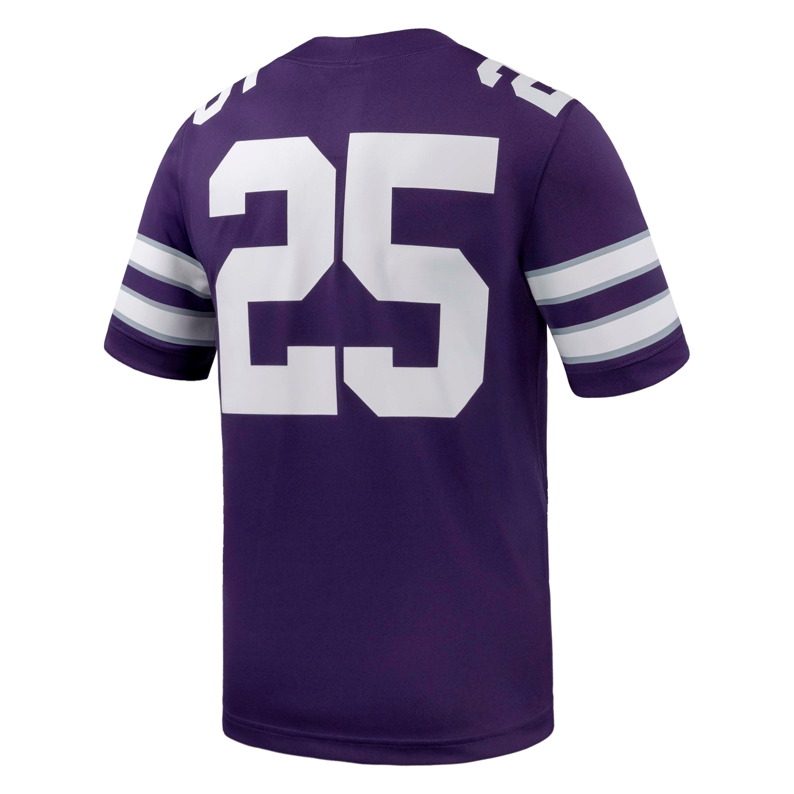 Men's #25 Purple Kansas State Wildcats Game Football Jersey