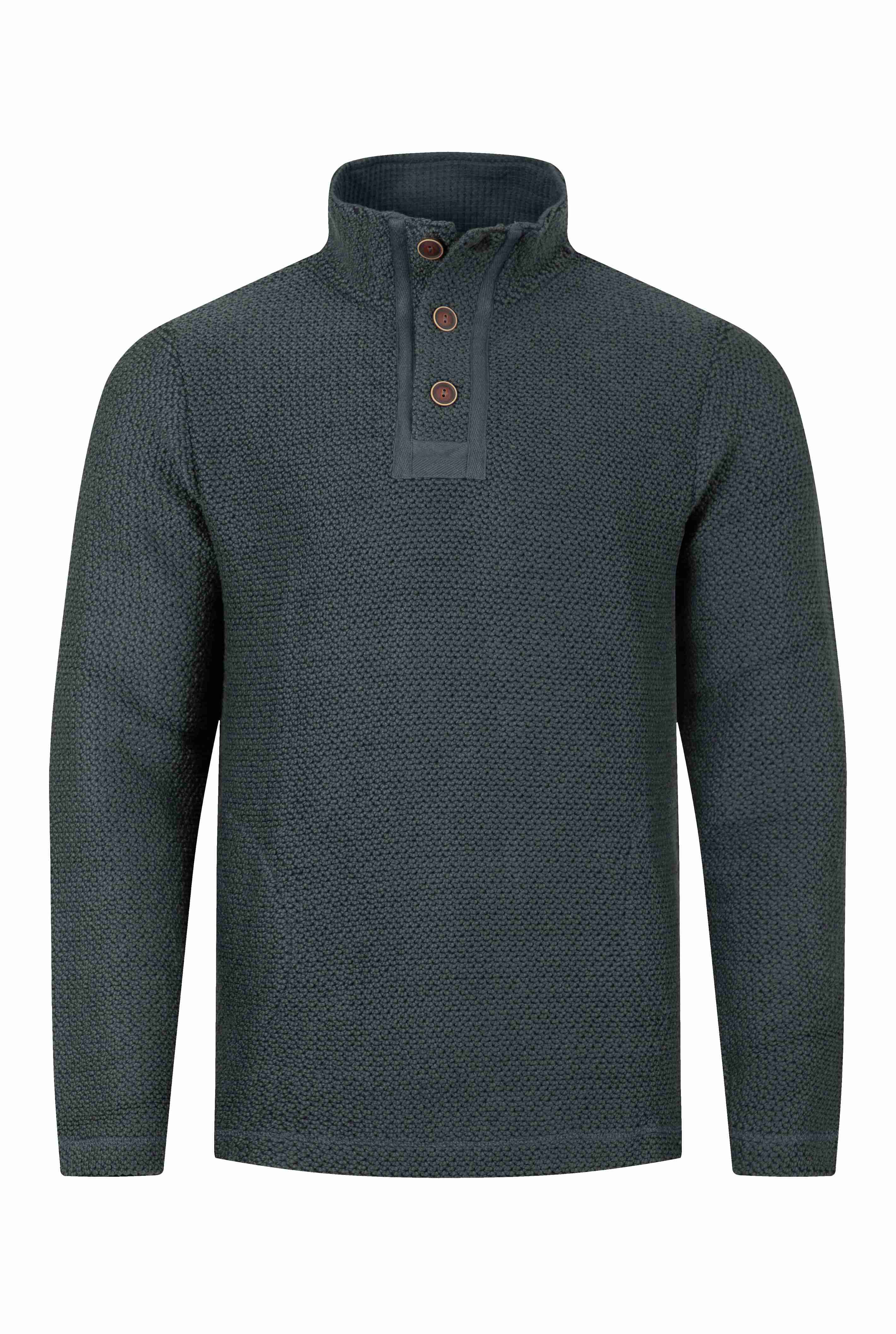 Sandon Button Neck Macaroni Sweatshirt Navy