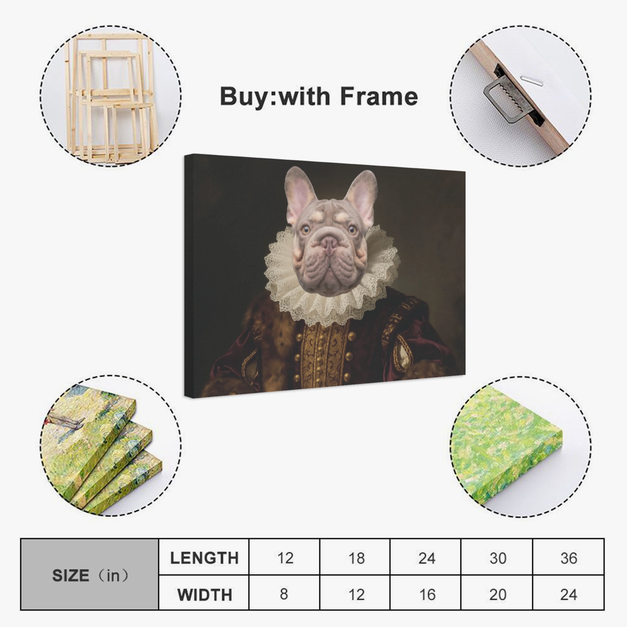 Comfortable Smoky - Personalized Adorable Frenchie Canvas Wall Art fo...