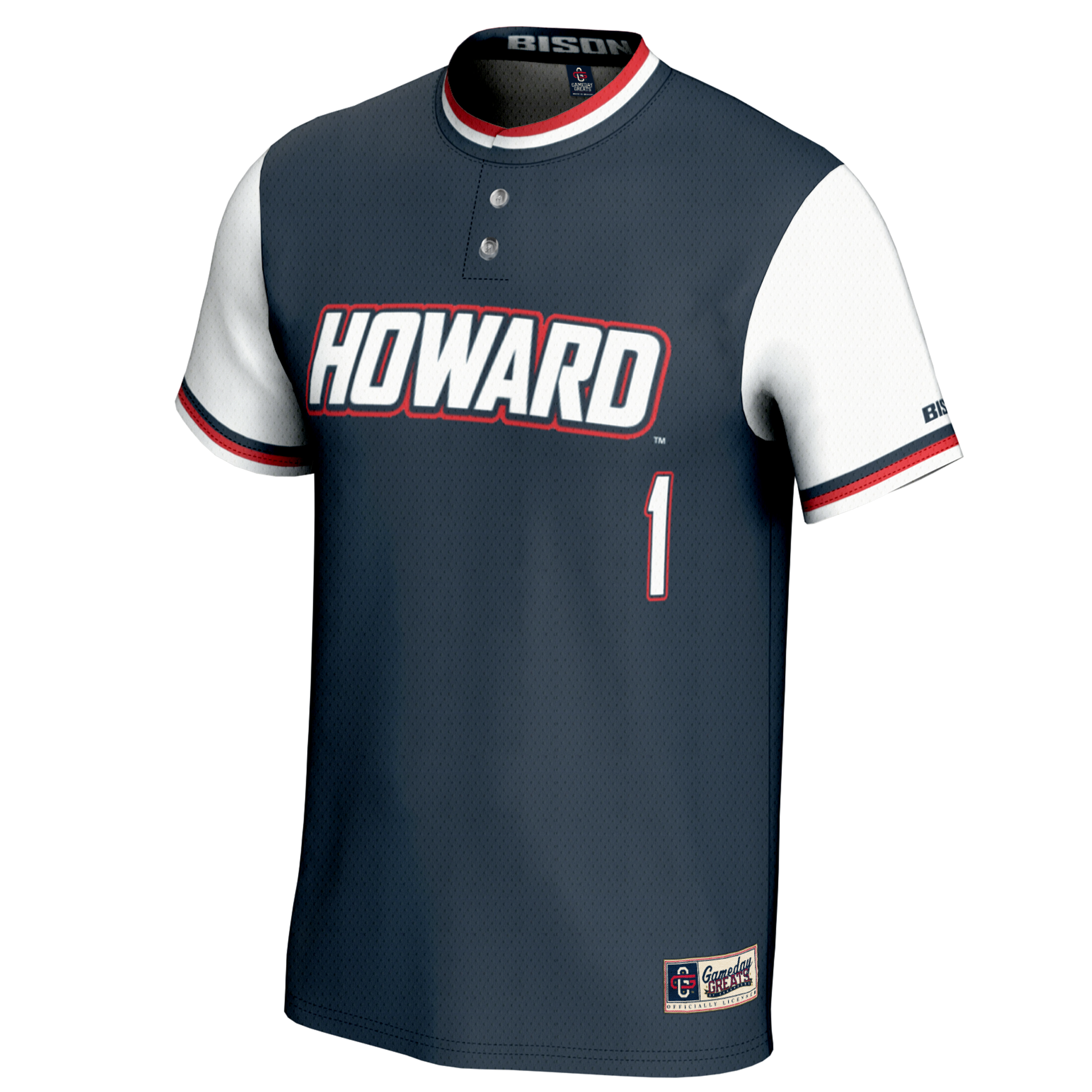 [DDG] Howard Bison GameDay Greats Unisex Lightweight Softball Jersey - Navy