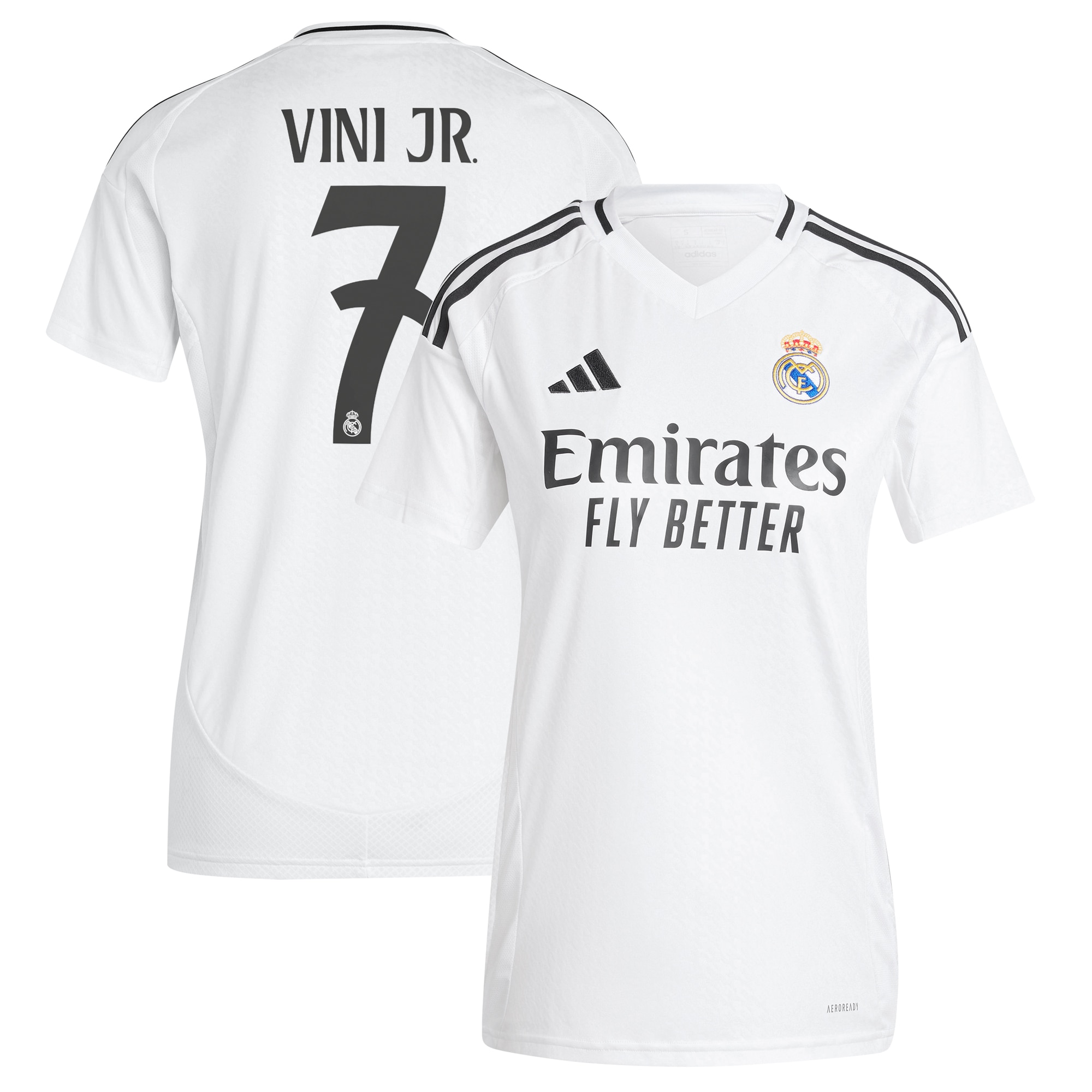 [JED] Vini Jr. Real Madrid Women's 2024/25 Home Replica Player Jersey - White