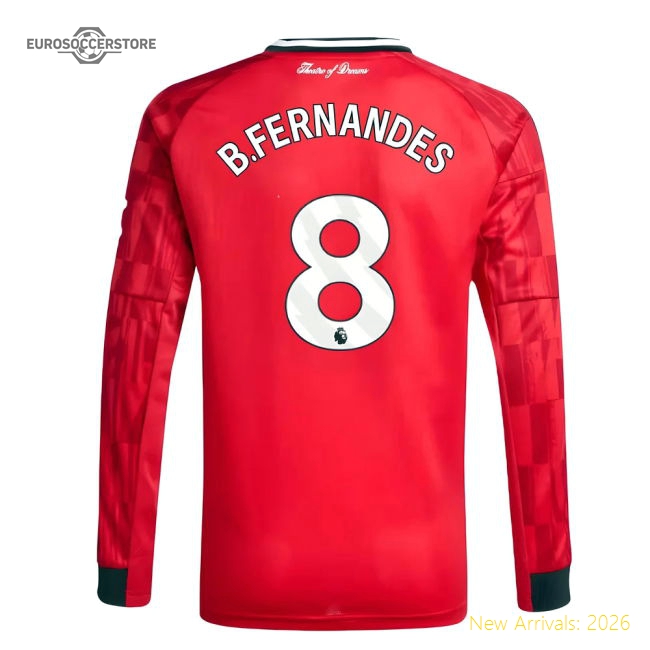 2025-2026 Man Utd Long Sleeve Home Shirt (kids) (bfernandes 8)