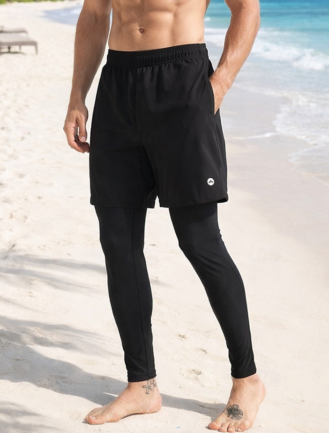 Men's Light Rash Guard Wetsuit Pants Swim Pants Solid Colored Full-Length Leg UV Protection Quick Dry Elastic Swimwear Swimsuit Surfing Diving Beach Summer