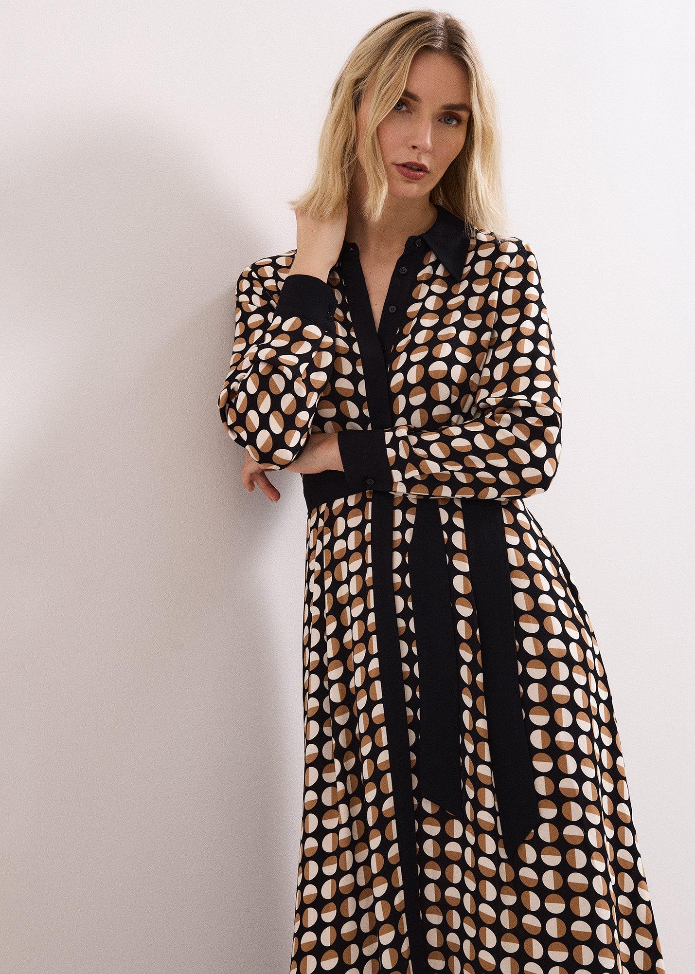 Naomi Spot Shirt Midi Dress