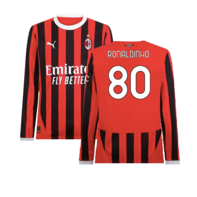 Premium Home Ac Milan Ronaldinho Jersey Premium Fabric Comfortable