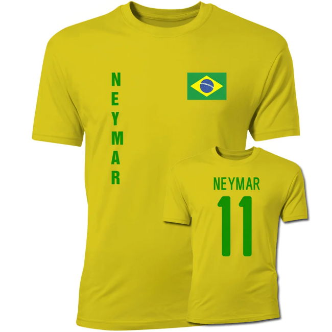 Football Neymar Brazil Flag T-Shirt (Yellow) Cup Quality