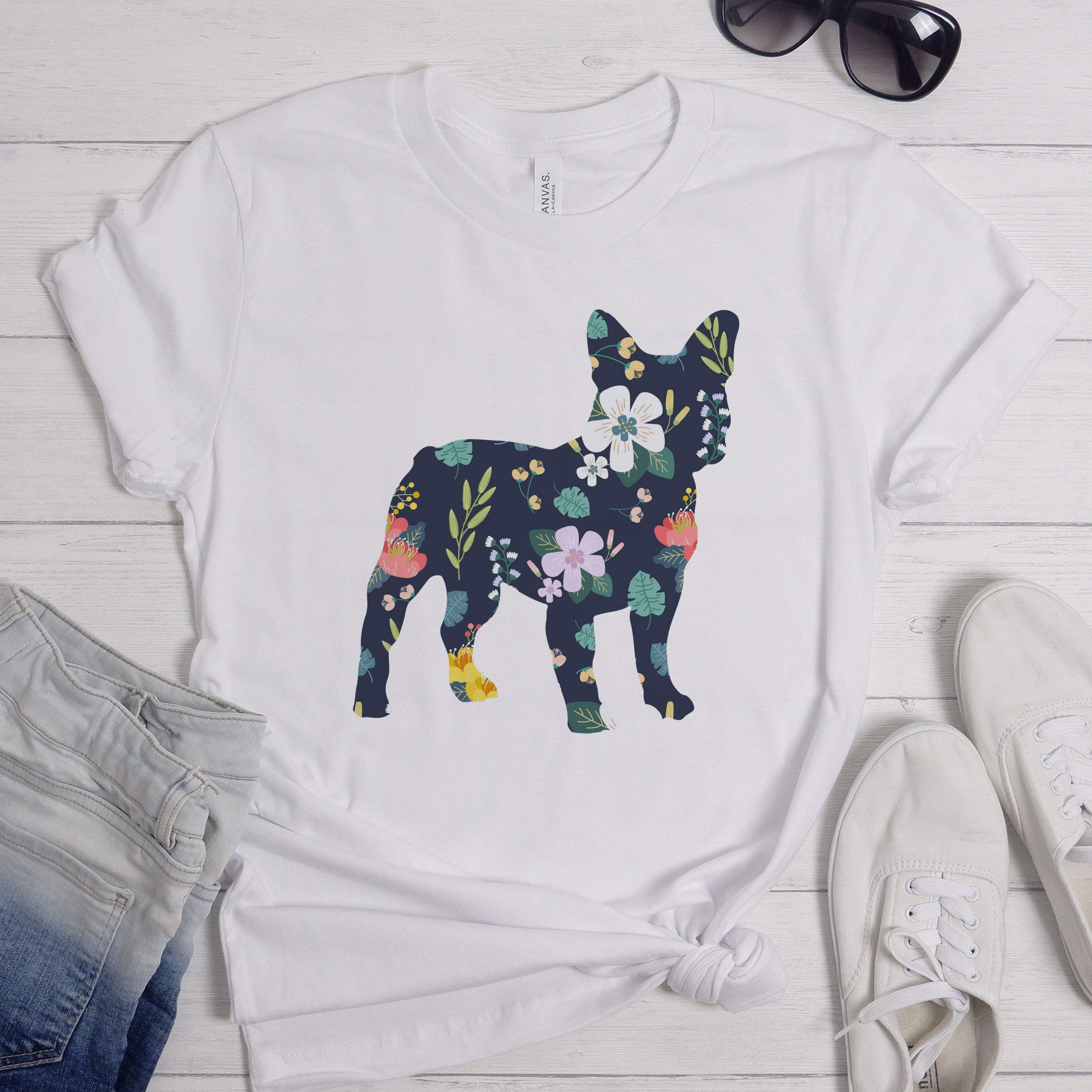 Floral Frenchie - Unisex T-Shirt