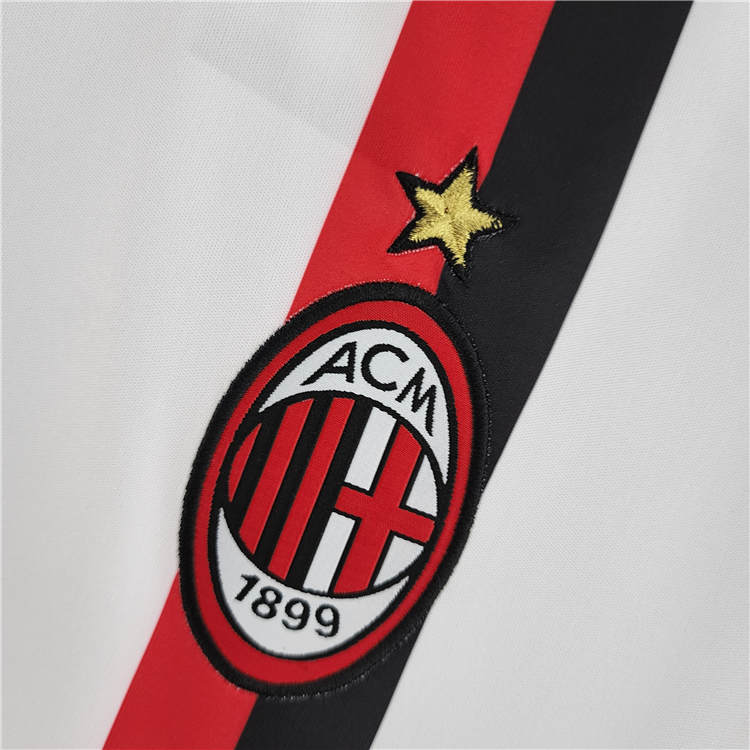 Moisture Wicking 11-12 AC Milan White Retro Football Shirt Soccer
