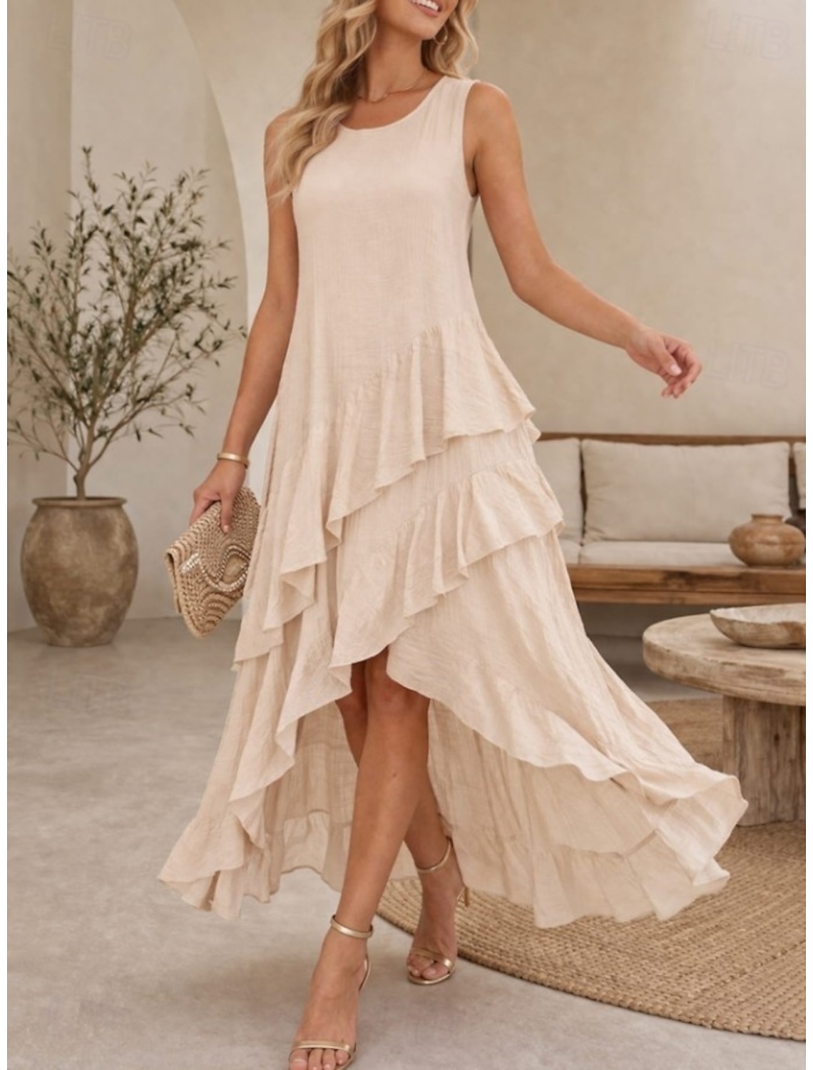 Women's Midi Dress Sundress White Dress A Line Dress Summer Dress Vacation Casual Boho Daily Holiday Summer Dress Regular Fit Plain Sleeveless Crew Neck Black White Red Army Green Summer