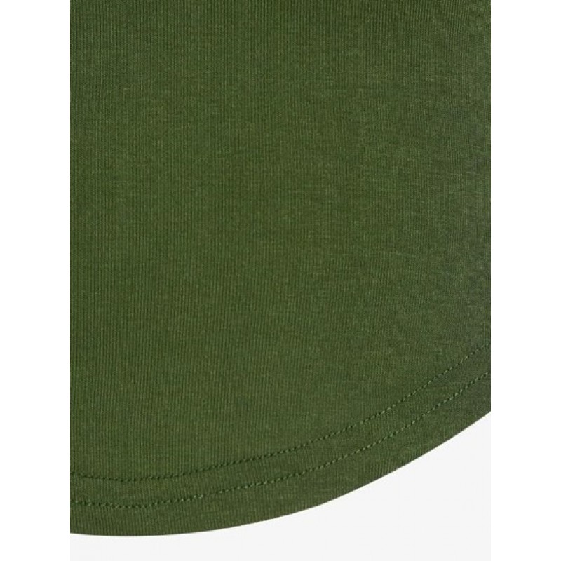 U Neck Curved Hem Crop T Shirt LD0289