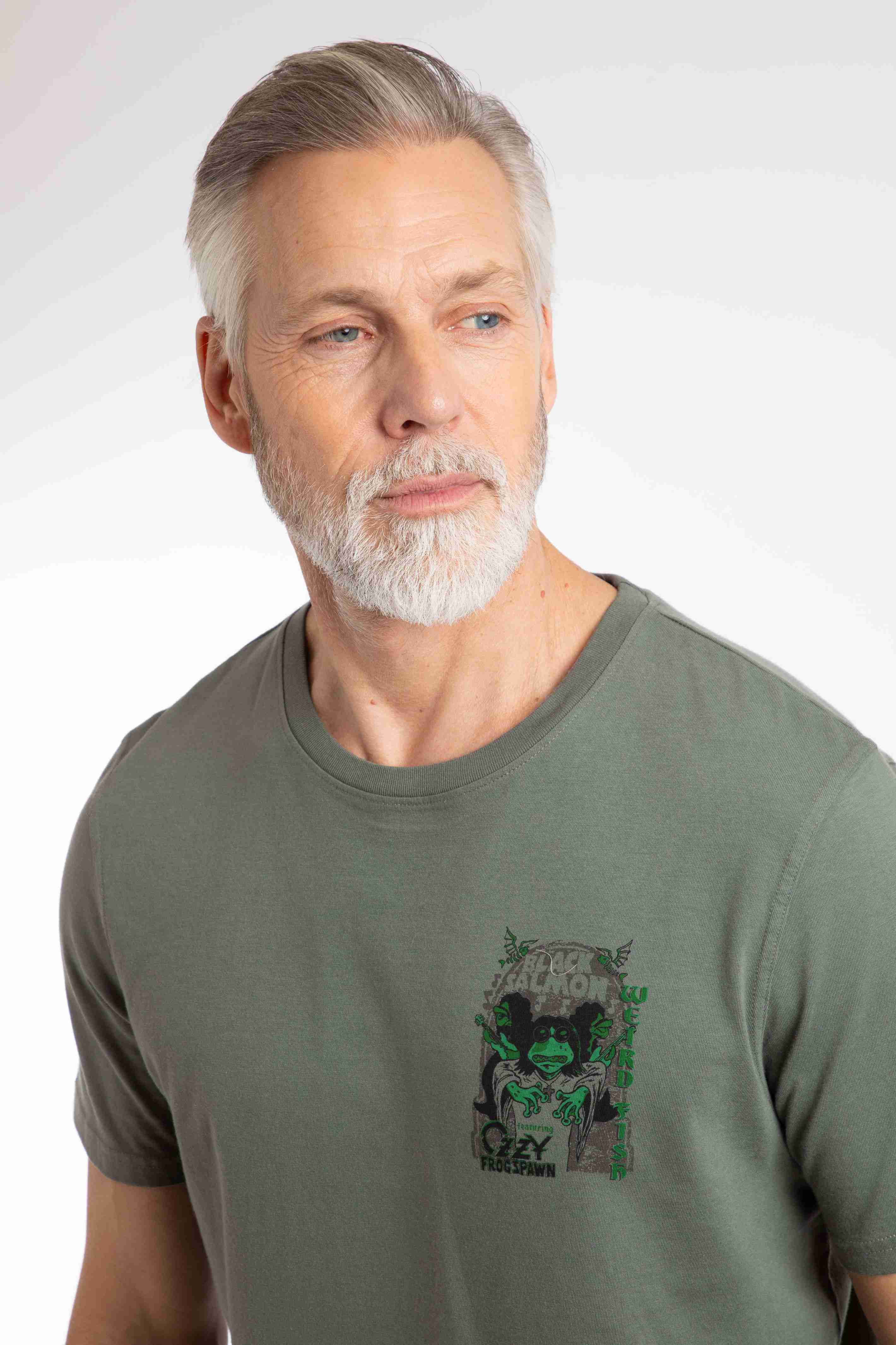 Black Salmon Back Print Artist T-Shirt Storm Grey