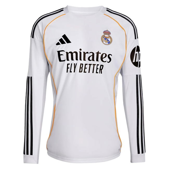 2025-2026 Home Shirt by Real Madrid Long Sleeve (Men