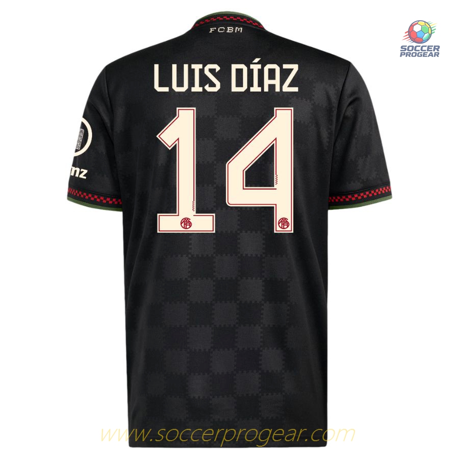 Bayern Munich Alternate Soccer Uniform Kids Edition Football Jersey 2025/26 Collection Luis Diaz