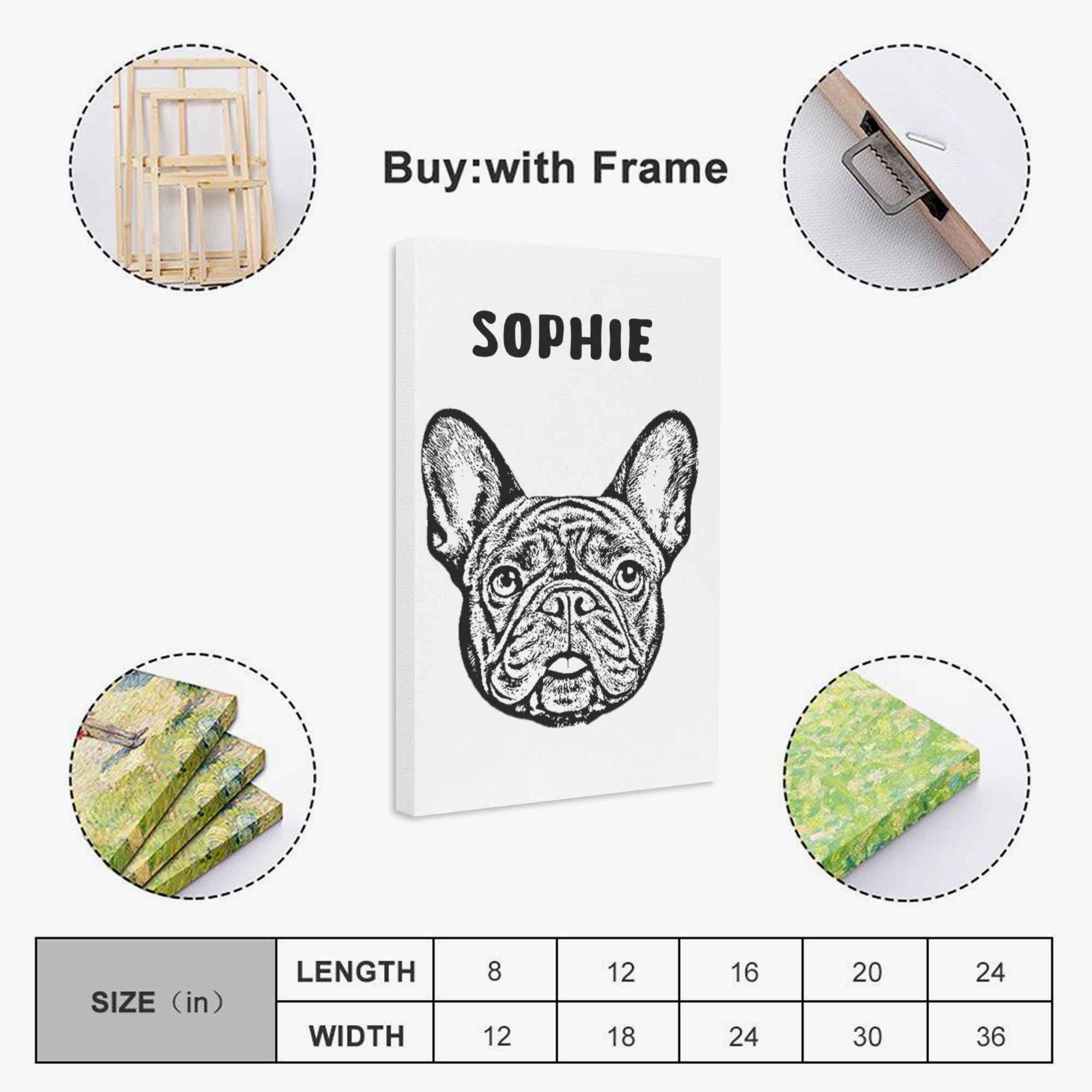 French Bulldog Milo Personalized Vertical Canvas Painting Durable Dog Item