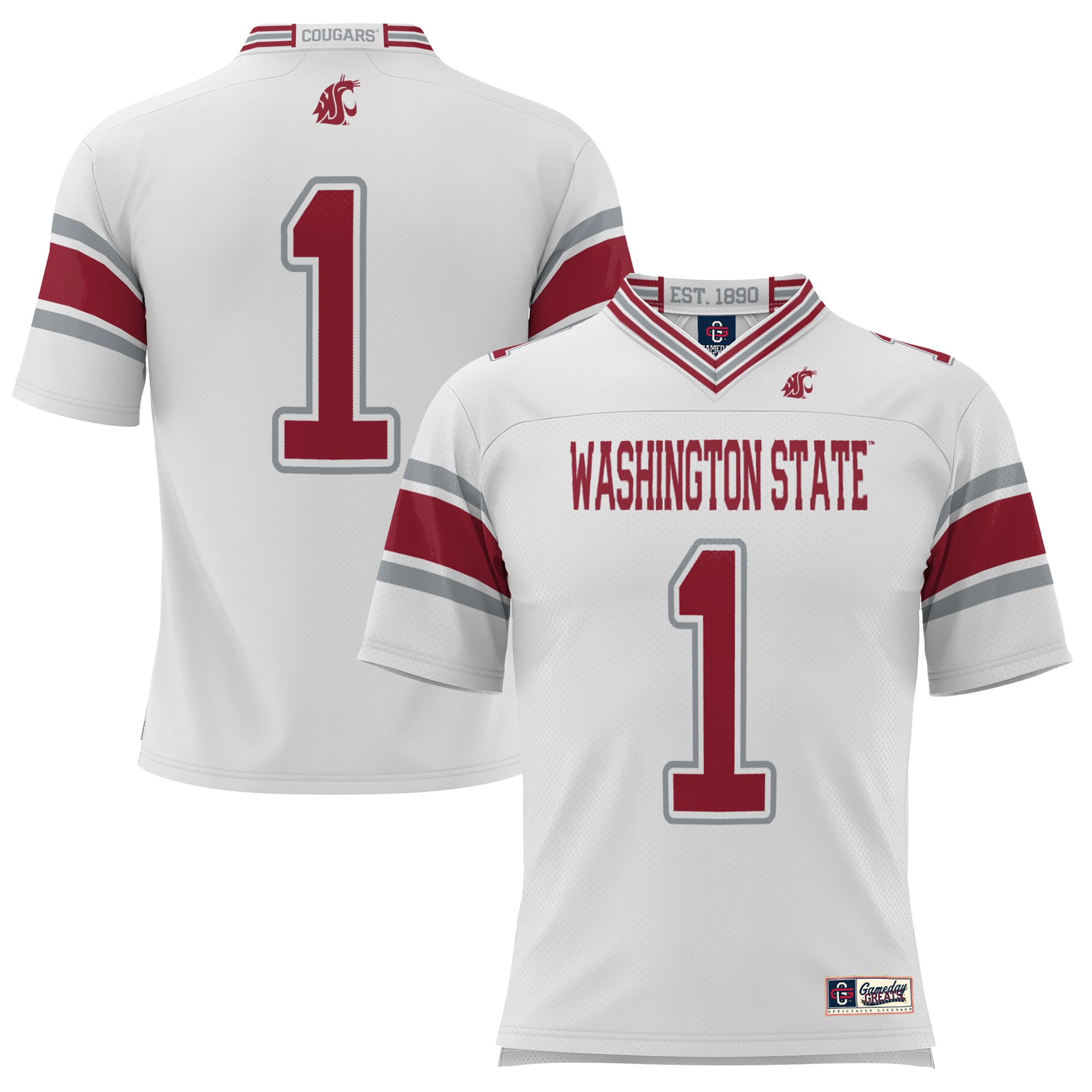 Men's #1 White Washington State Cougars Endzone Football Jersey