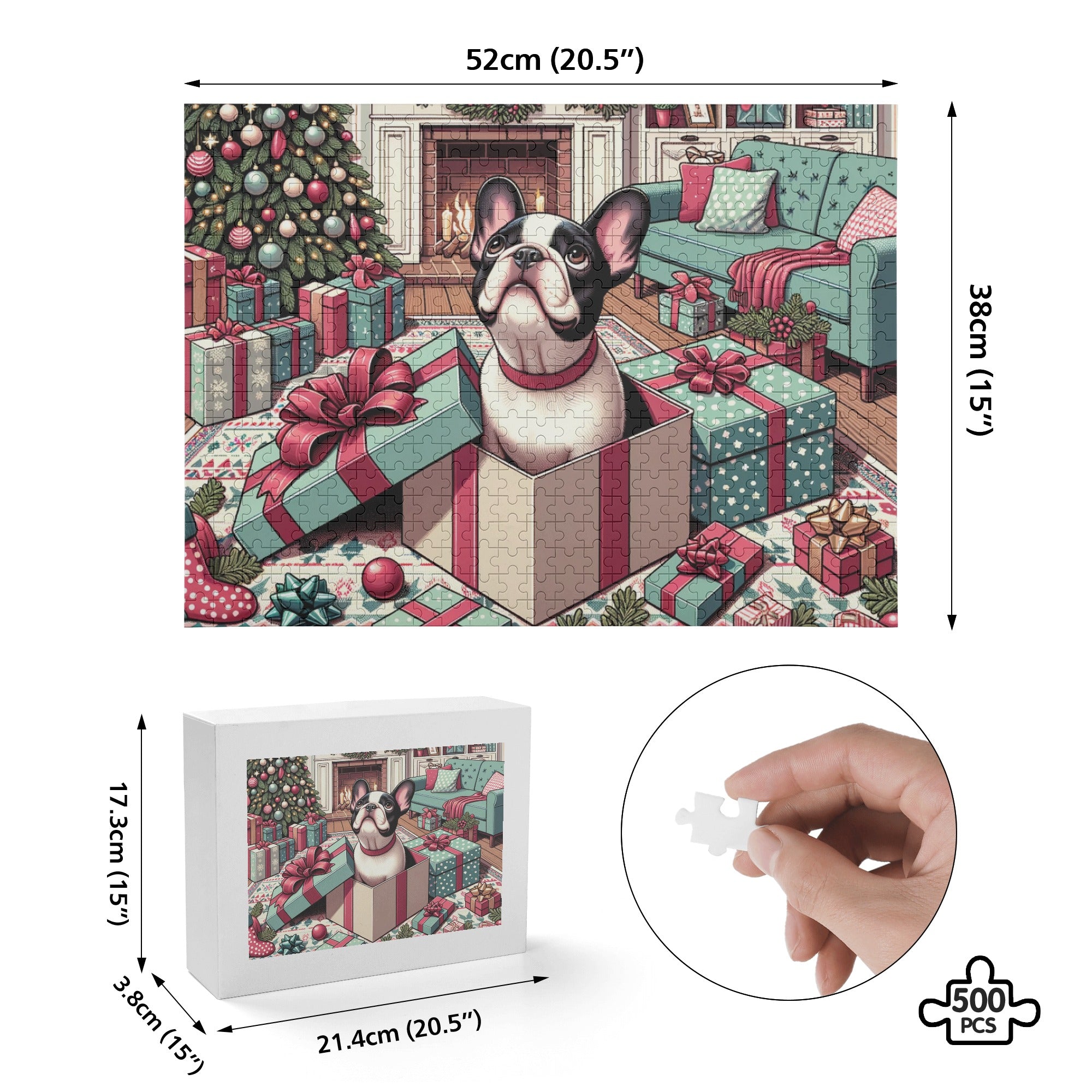 French Bulldog Lily 500 Piece Wooden Puzzle Practical Pet Supply